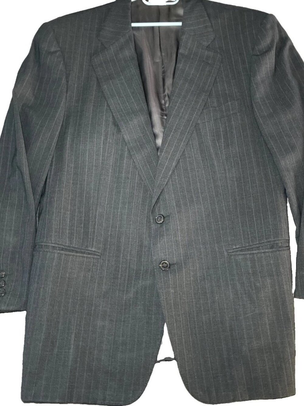 Ermenegildo Zegna 44R (EUR 54) Wool Gray Pinstriped Blazer Sport Coat Jacket